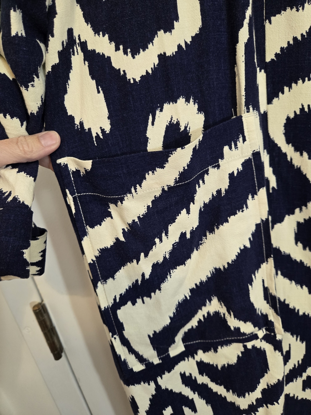 Anthropologie Open Front Ikat Print Linen Blend Coat/Duster - Medium Oversized - Picture 5 of 11